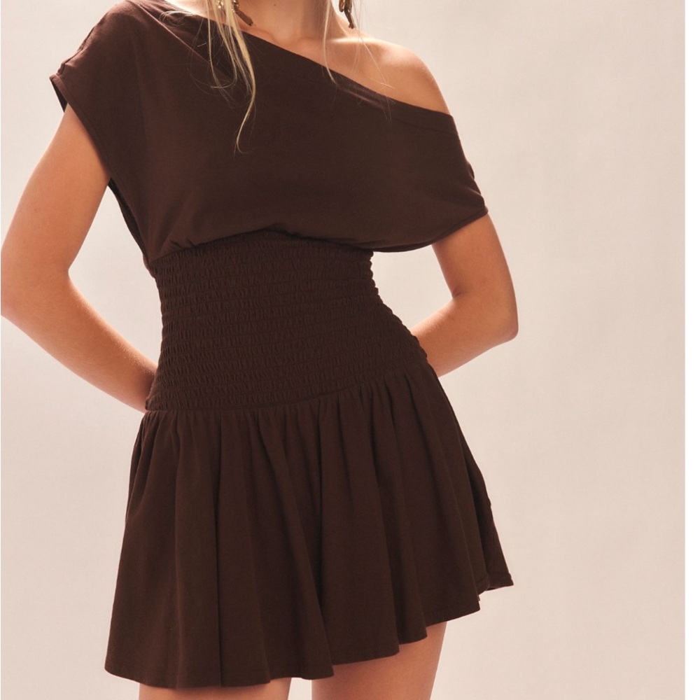 Free People Brown Off-Shoulder Dress